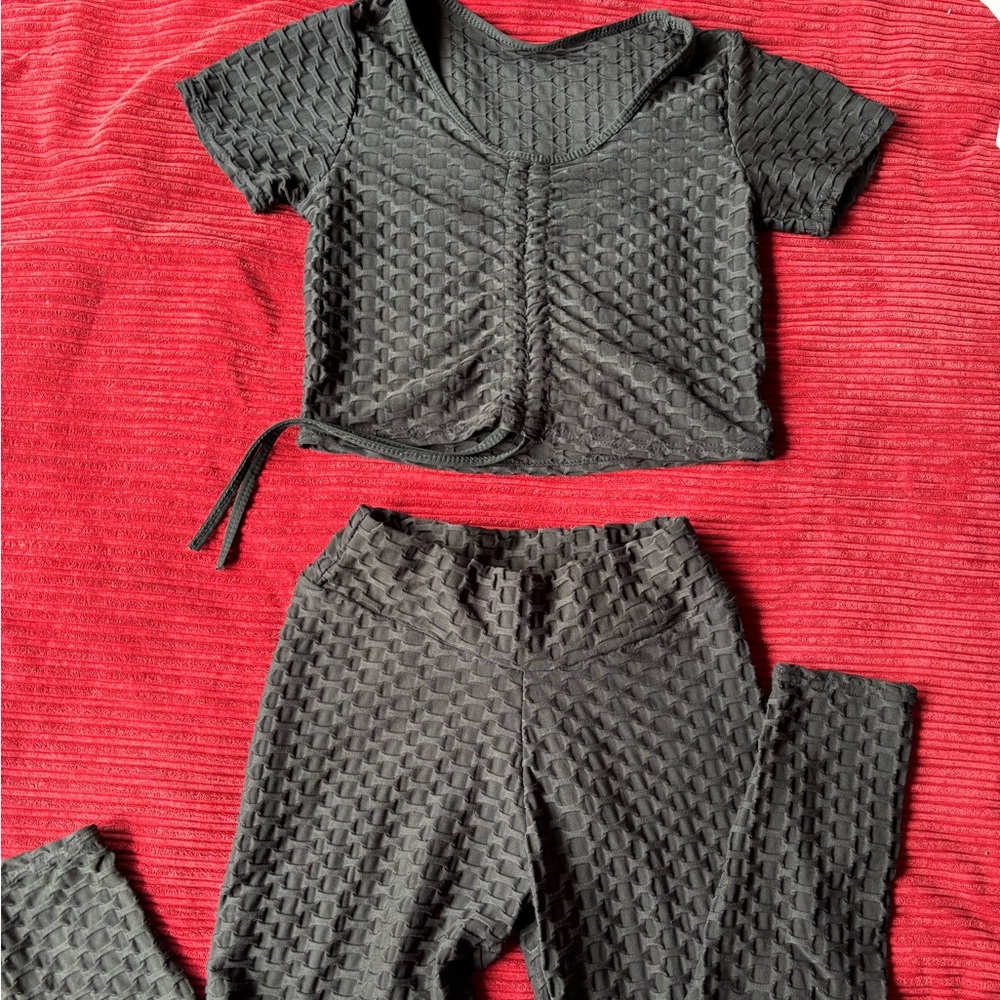 Textured Black Two-Piece Set